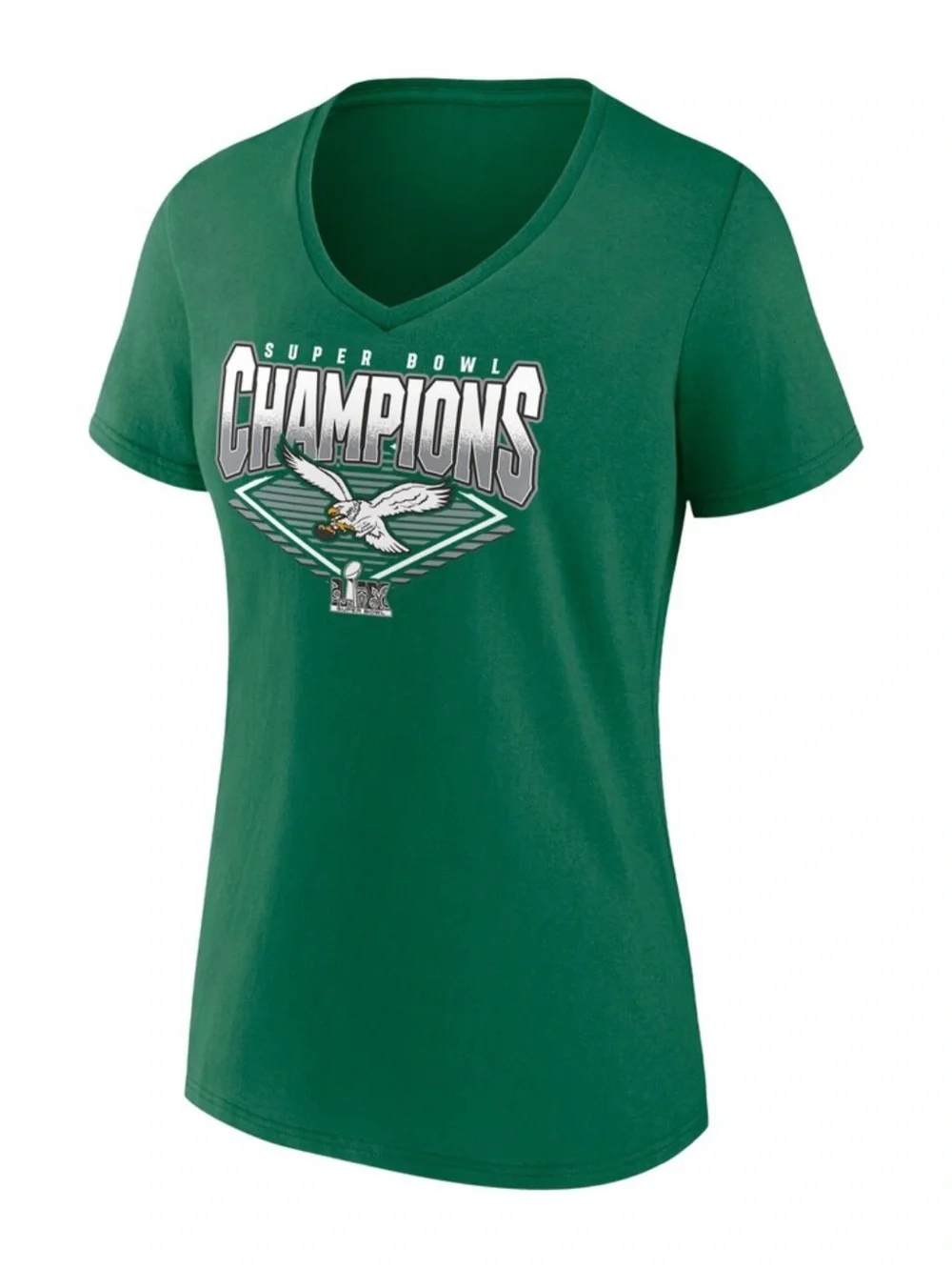 Eagles Super Bowl LIX Champions Shirt Womens Plus 4X Kelly Green Fanatics V Neck - Picture 2 of 4